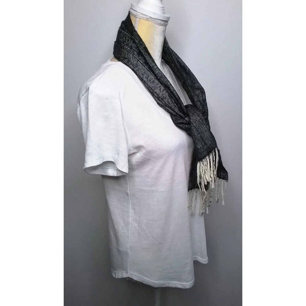 Christian Dior Monsieur Scarf Cashmaire White Black 100% Acrylic #W2900